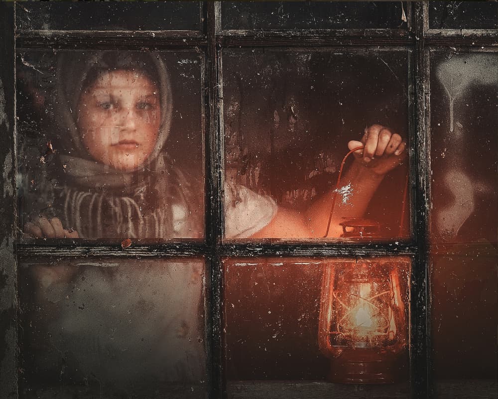Girl at Rustic Window by Normunds Kaprano — canvas wall art