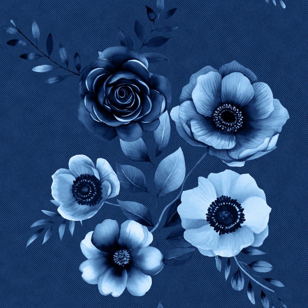 Elegant Blue Floral by Bilge Paksoylu — canvas wall art