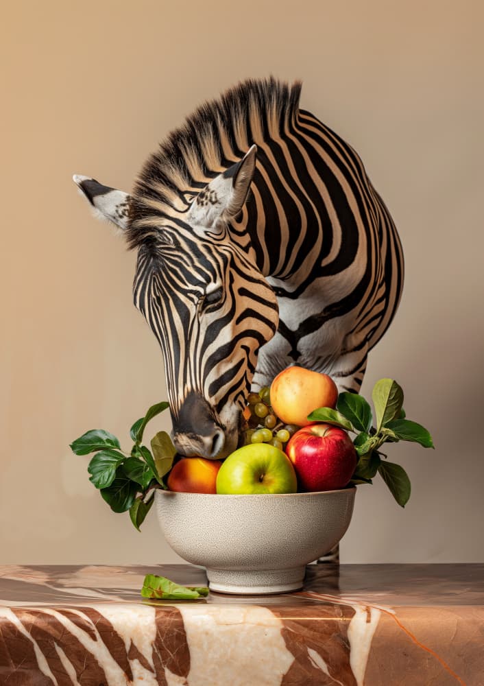 Zebra Fruit Bowl by Niky Rahner — canvas wall art