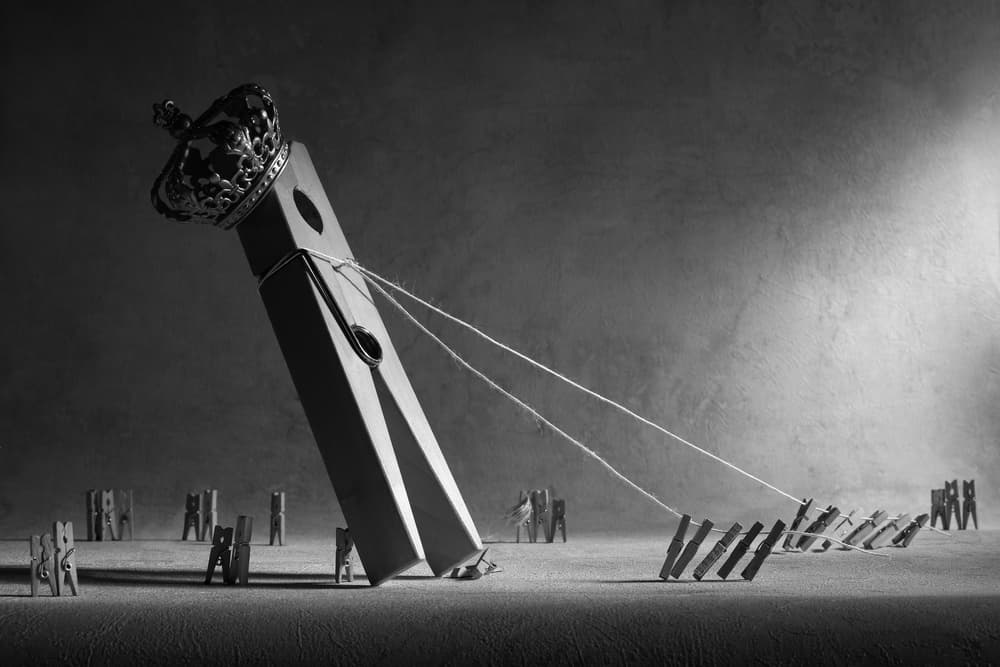 Clothespin King Falling by Victoria Glinka — canvas wall art