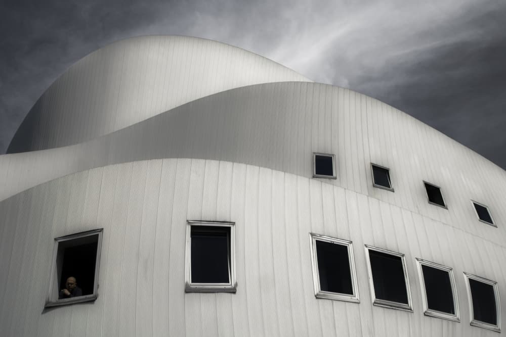 White Curves Observing World by Gilbert Claes — canvas wall art