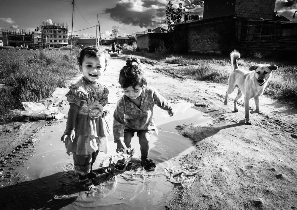 Joyful Puddle Kids by TORU MATSUNAGA — canvas wall art