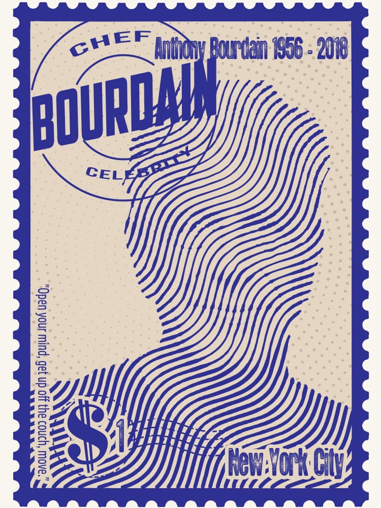 Anthony Bourdain Commemorative Stamp by Doa Project — canvas wall art