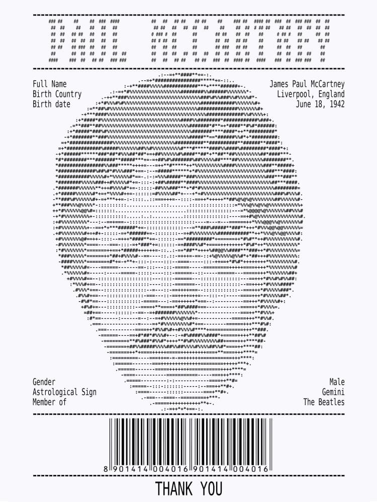 Paul McCartney Digital Portrait by Doa Project — canvas wall art