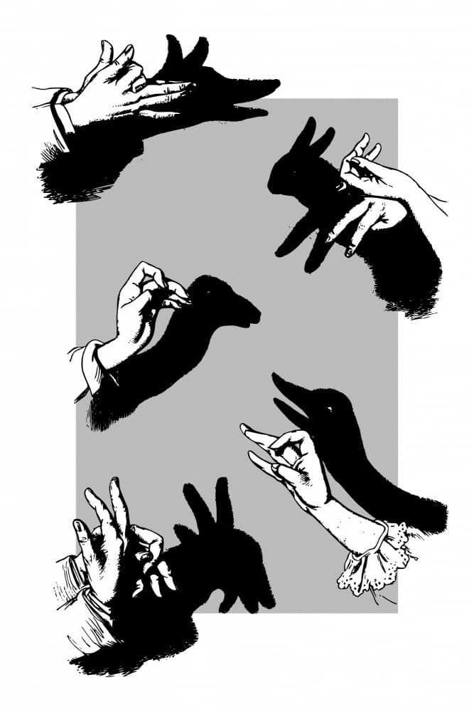 Playful Hand Shadows by Marja van den Hurk — canvas wall art