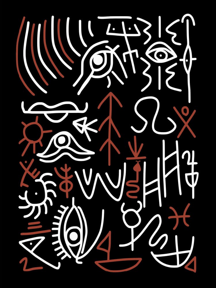 Ancient Mystic Symbols by Little Dean — canvas wall art