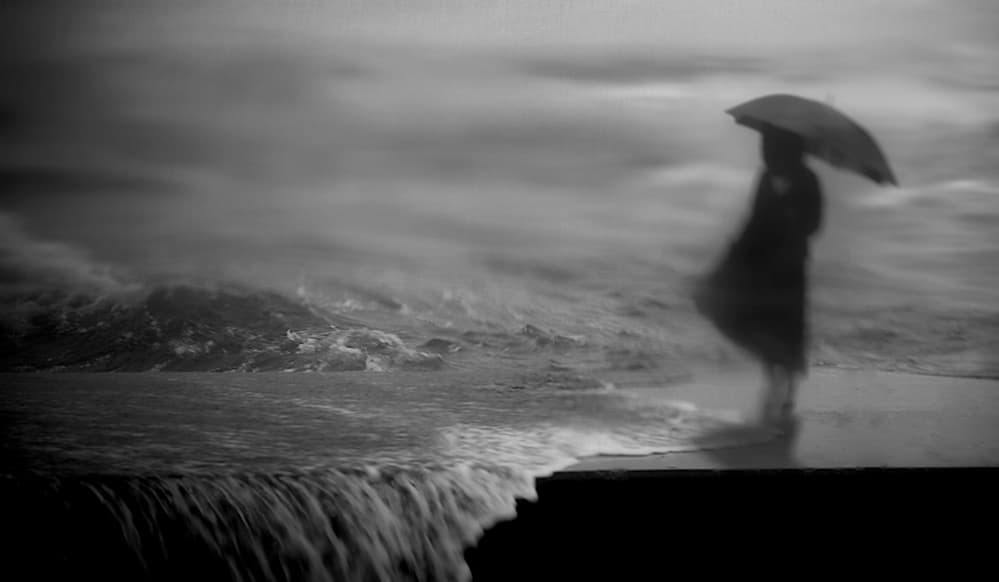 Solitary Figure Stormy Sea by Teruhiko Tsuchida — canvas wall art