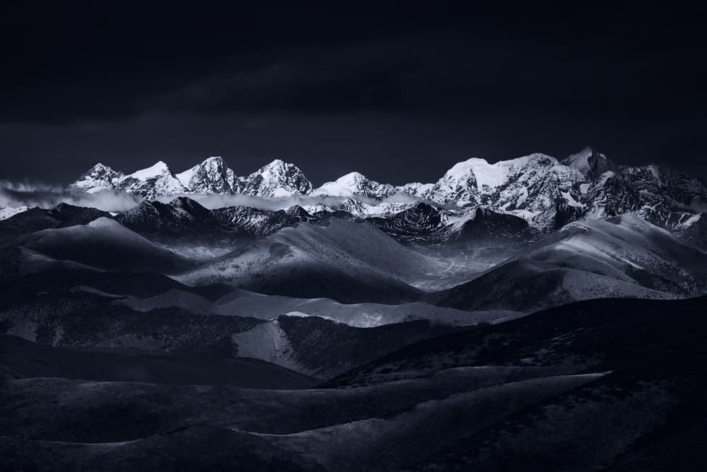 Dark Winter Peaks by Jingshu Zhu — canvas wall art