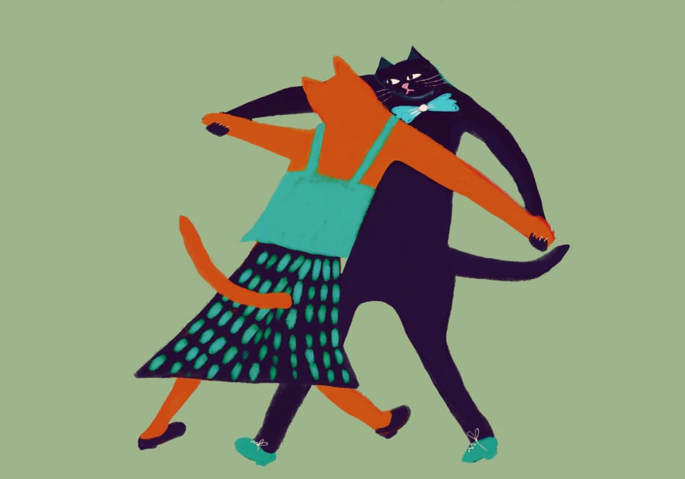 Elegant Cat Tango by Sharyn Bursic — canvas wall art