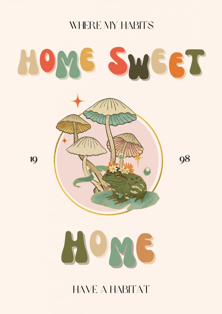 Home Sweet Mushroom Frog by Nazma Khokhar — canvas wall art