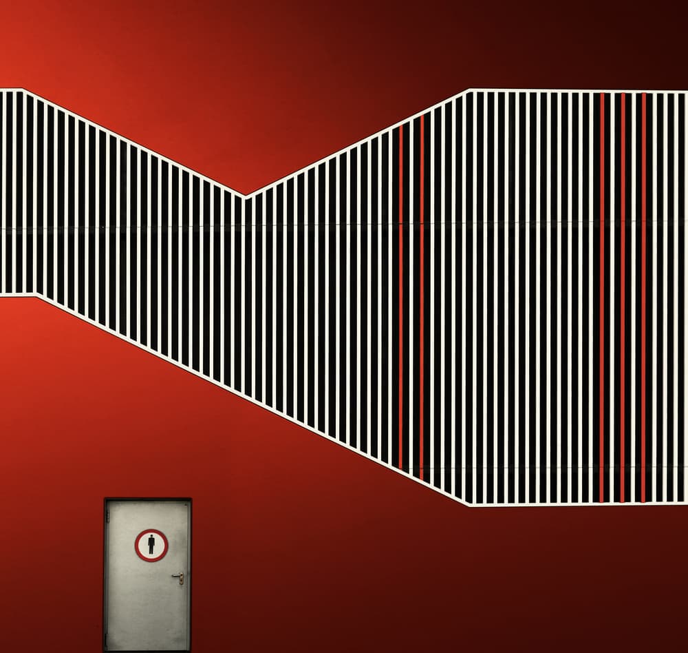 Red Wall Geometric Stripes by Tomasz Buczkowski ( Tomush ) — canvas wall art