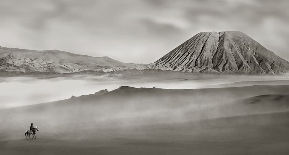 Lone Rider Volcanic Mist by Sebastian Kisworo — canvas wall art
