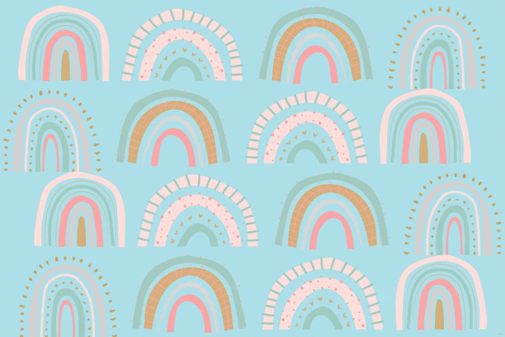 Pastel Rainbow Nursery Pattern by Sue Skellern — canvas wall art