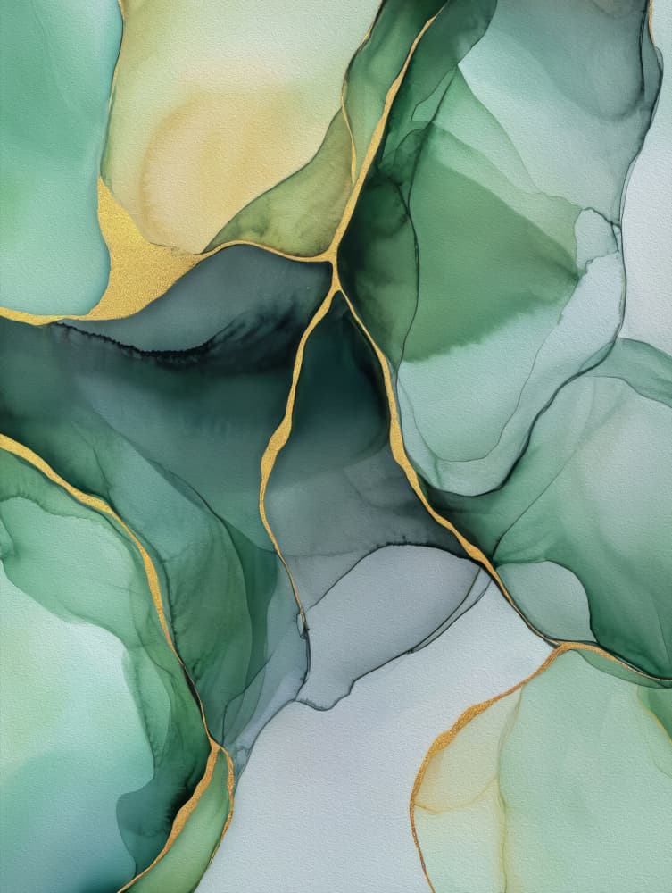 Emerald Gold Fluidity by Bilge Paksoylu — canvas wall art