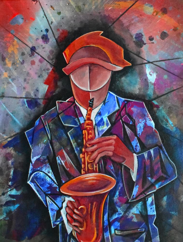 Vibrant Saxophone Jazz by Ricardo Maya — canvas wall art