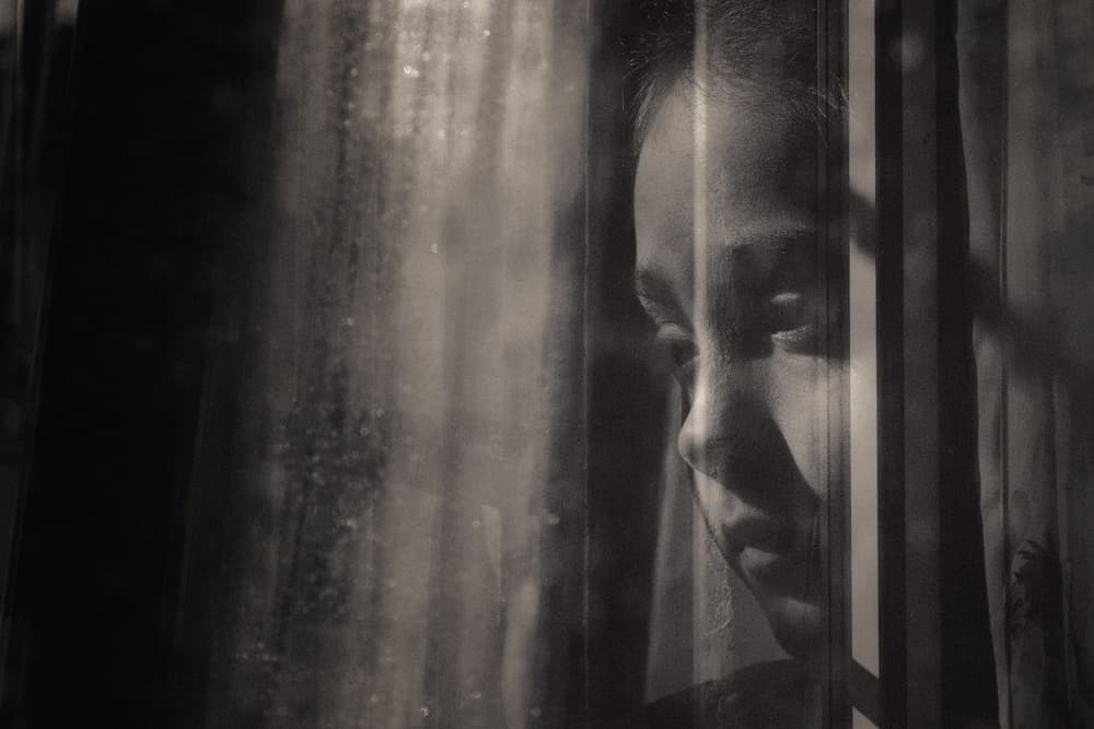 Pensive Face Rain Window by Ali Ayer — canvas wall art