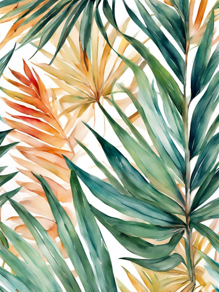 Warm Tropical Leaves by Ohkimiko — canvas wall art