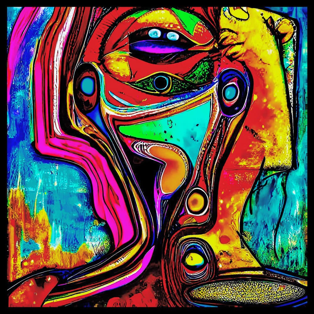Abstract Neon Portrait by mnemonixART — canvas wall art
