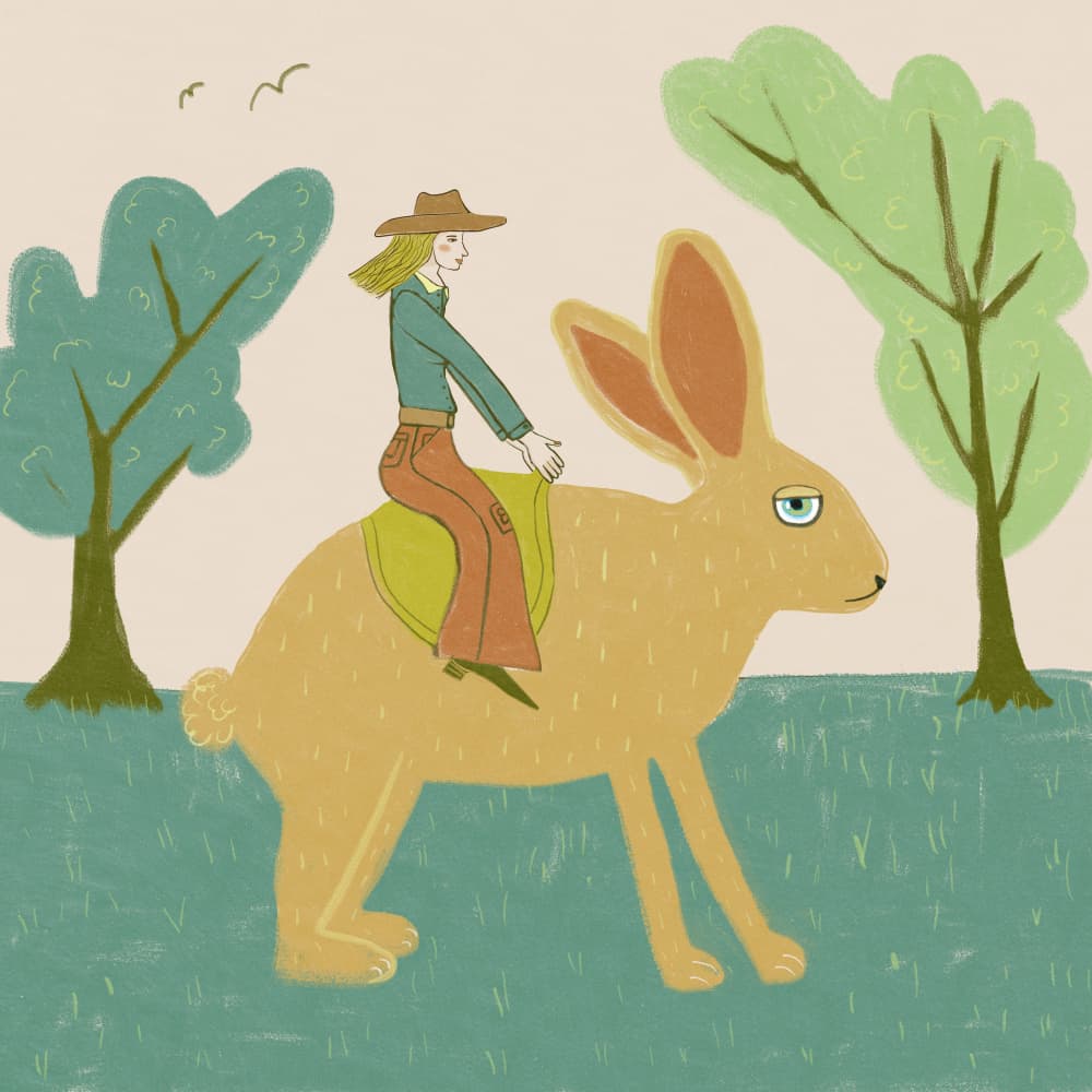 Whimsical Rabbit Ride by Sharyn Bursic — canvas wall art