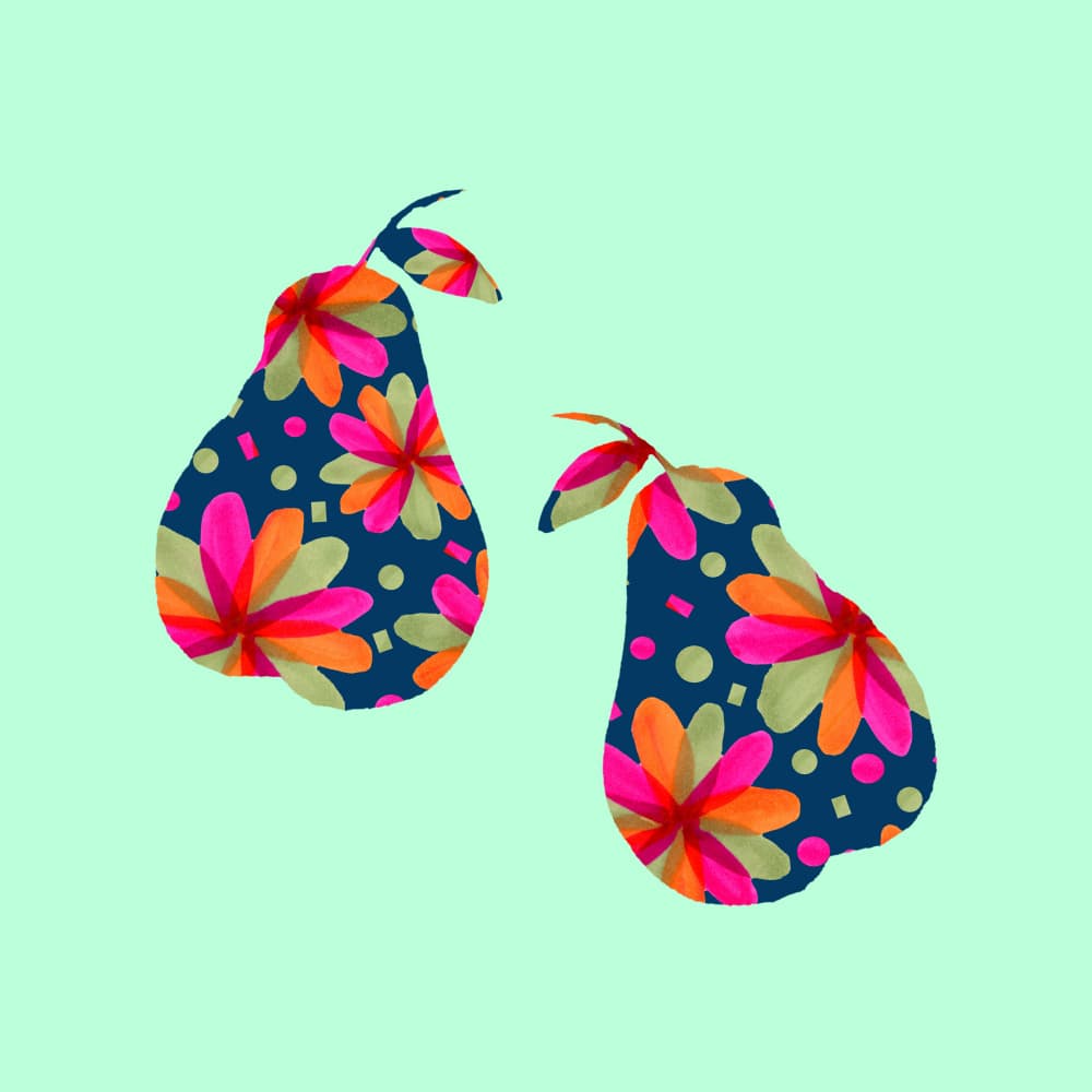 Vibrant Floral Pears by Michele Channell — canvas wall art