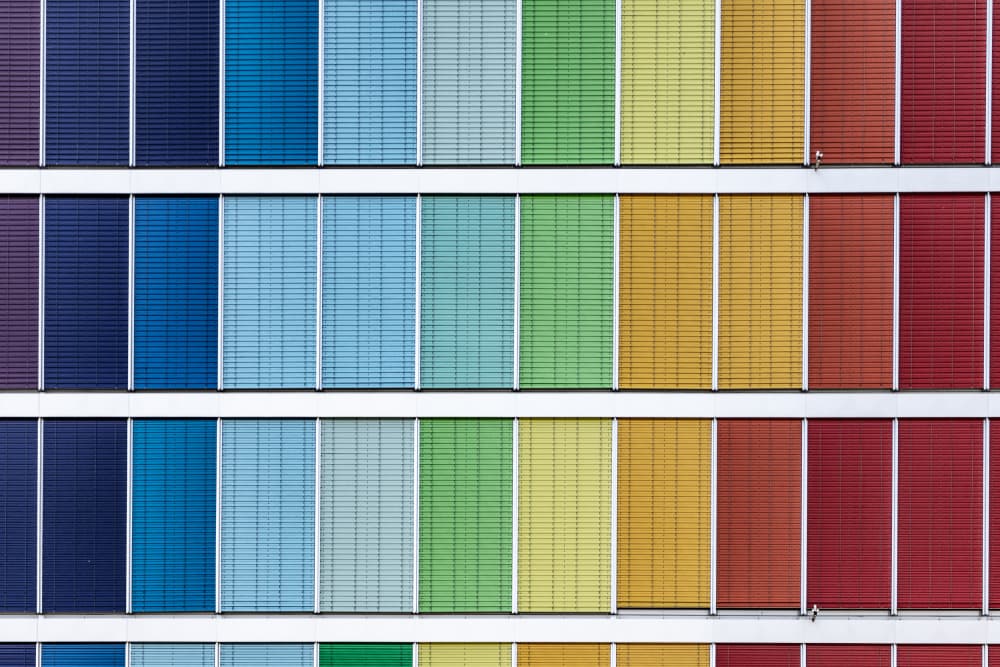 Rainbow Building Facade by Franco Tessarolo — canvas wall art