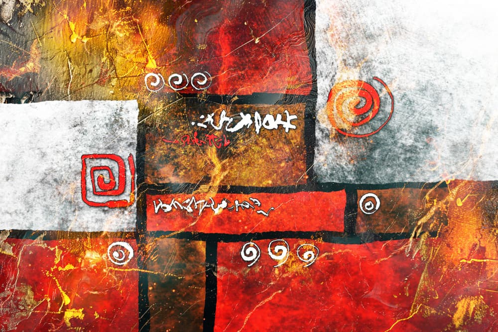 Red Gold Tribal Abstract by Rafal Kulik — canvas wall art
