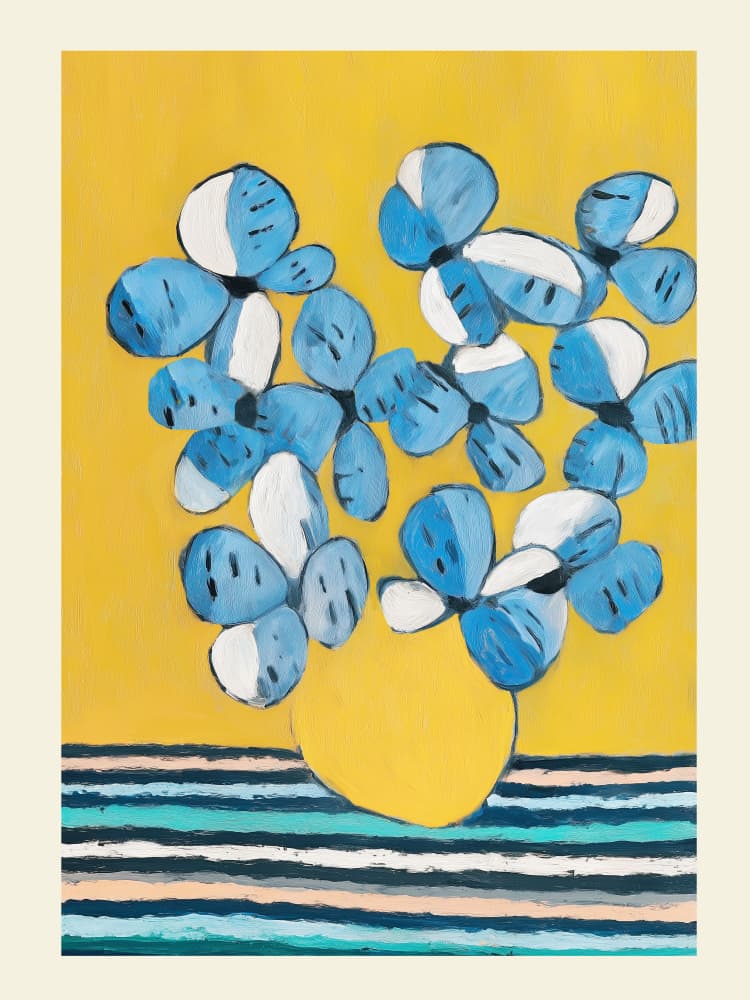 Abstract Flowers Yellow Vase by City Art — canvas wall art