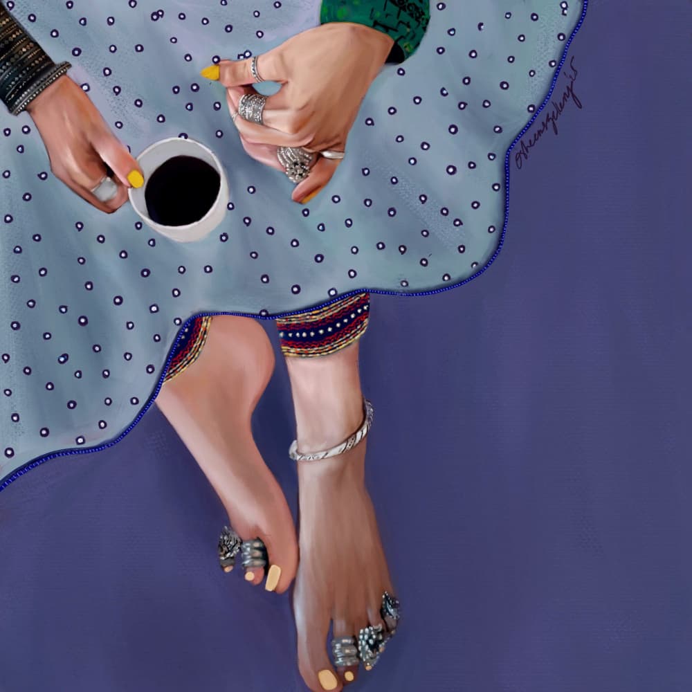 Coffee with Adorned Feet by Osheensgallery — canvas wall art