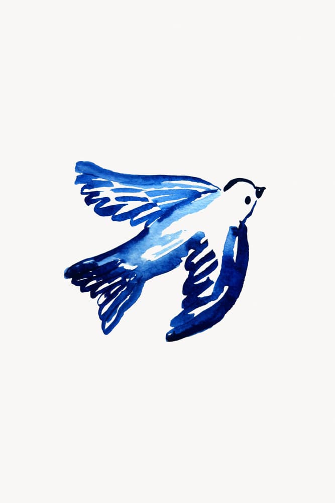 Watercolor Blue Bird by Karen Menzenbach — canvas wall art