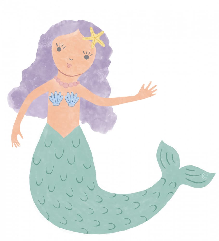 Sweet Little Mermaid by Carrie Cantwell — canvas wall art