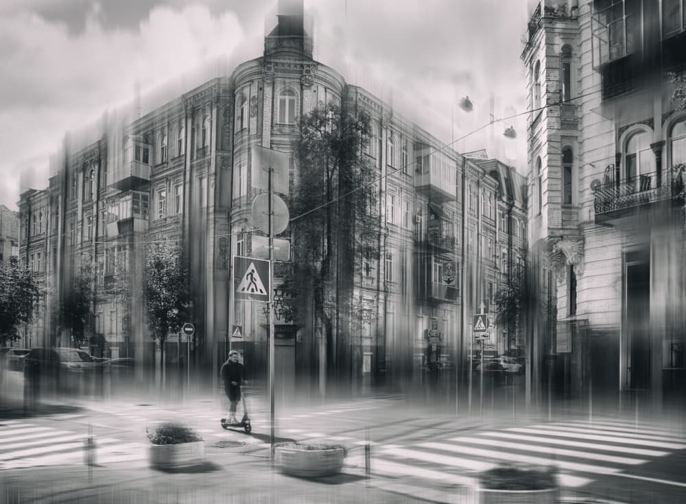 Scooter City Blur by Alexander Kiyashko — canvas wall art