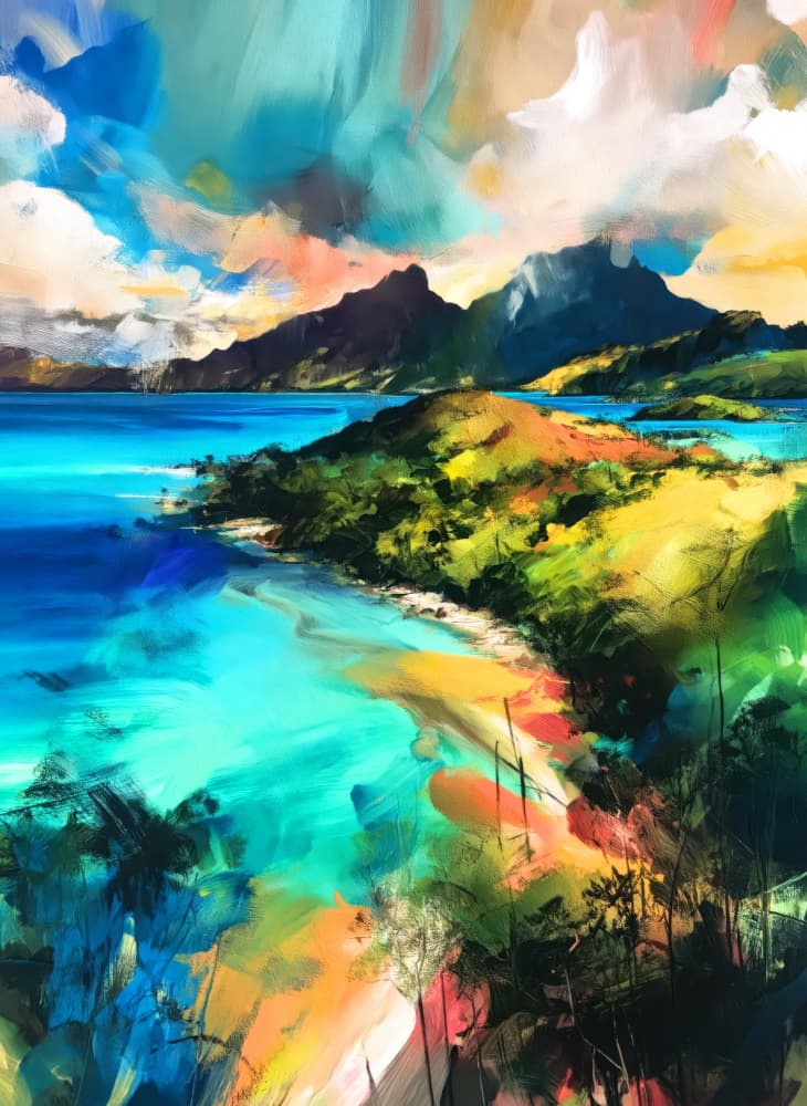 Vibrant Tropical Coast by Justyna Jaszke — canvas wall art