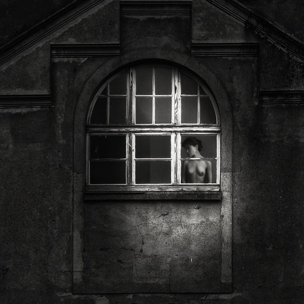 Pensive Woman Window by Holger Droste — canvas wall art