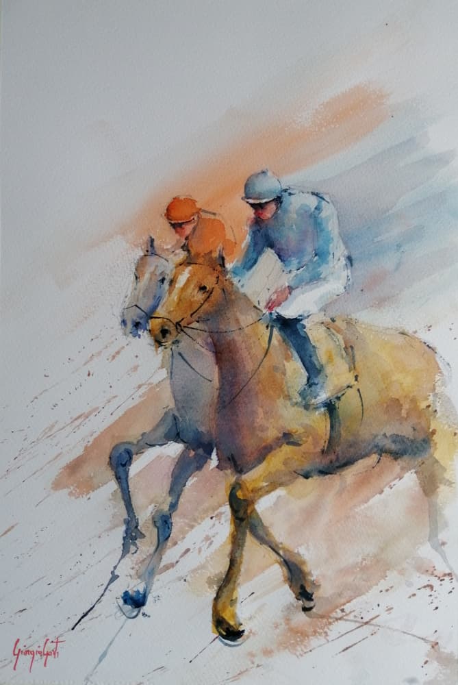 Galloping Racehorses by Giorgio Gosti — canvas wall art