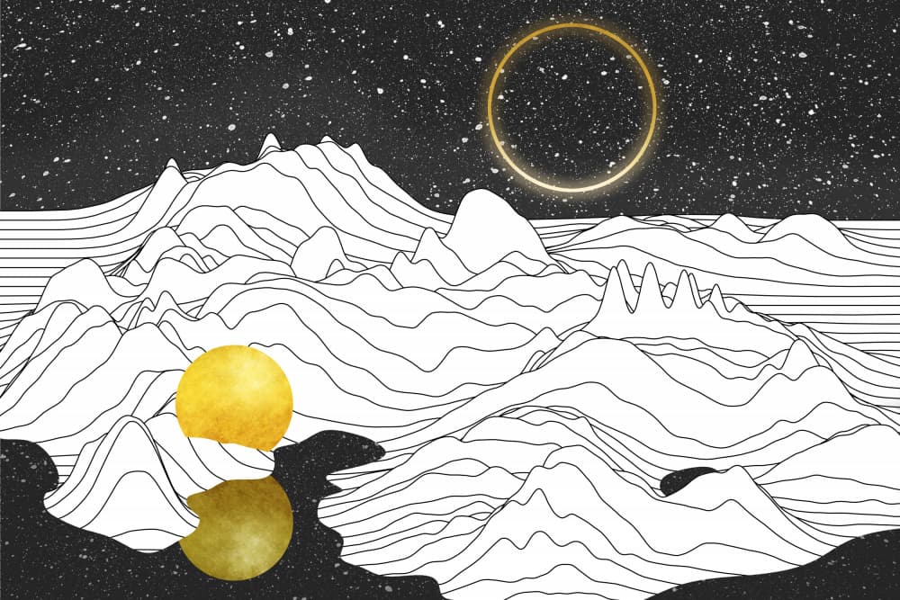 Golden Moon Nightscape by amini54 — canvas wall art