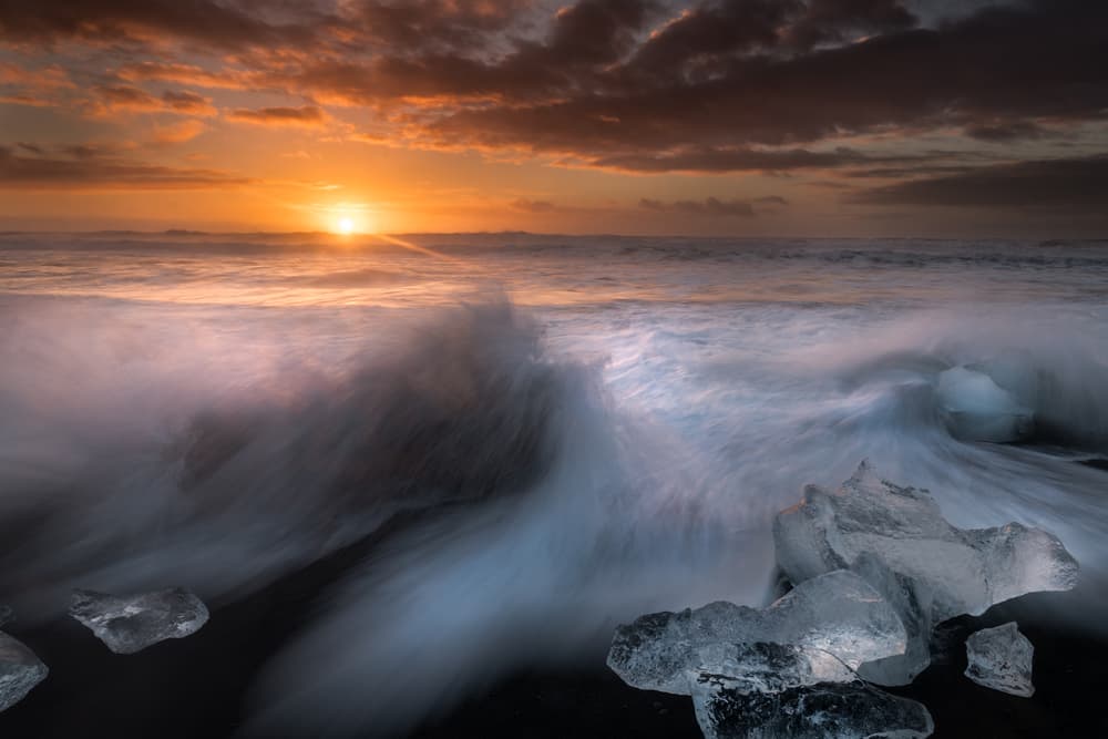 Golden Waves Icy Coast by Alfred Forns — canvas wall art