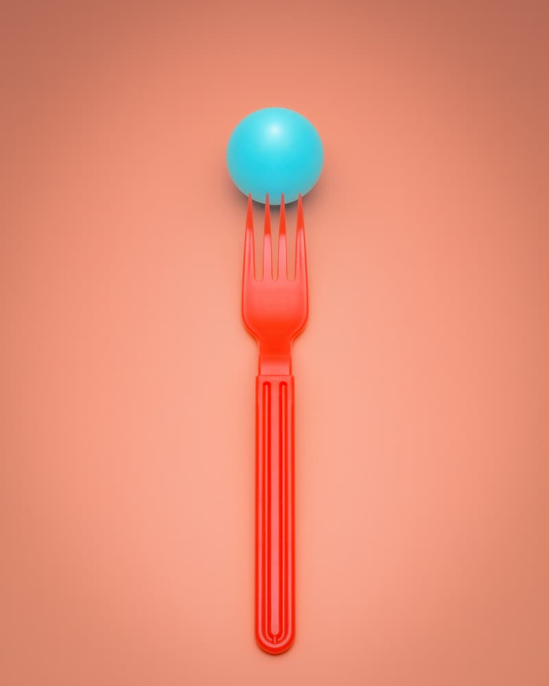 Red Fork Blue Ball by Rico Cavallo — canvas wall art