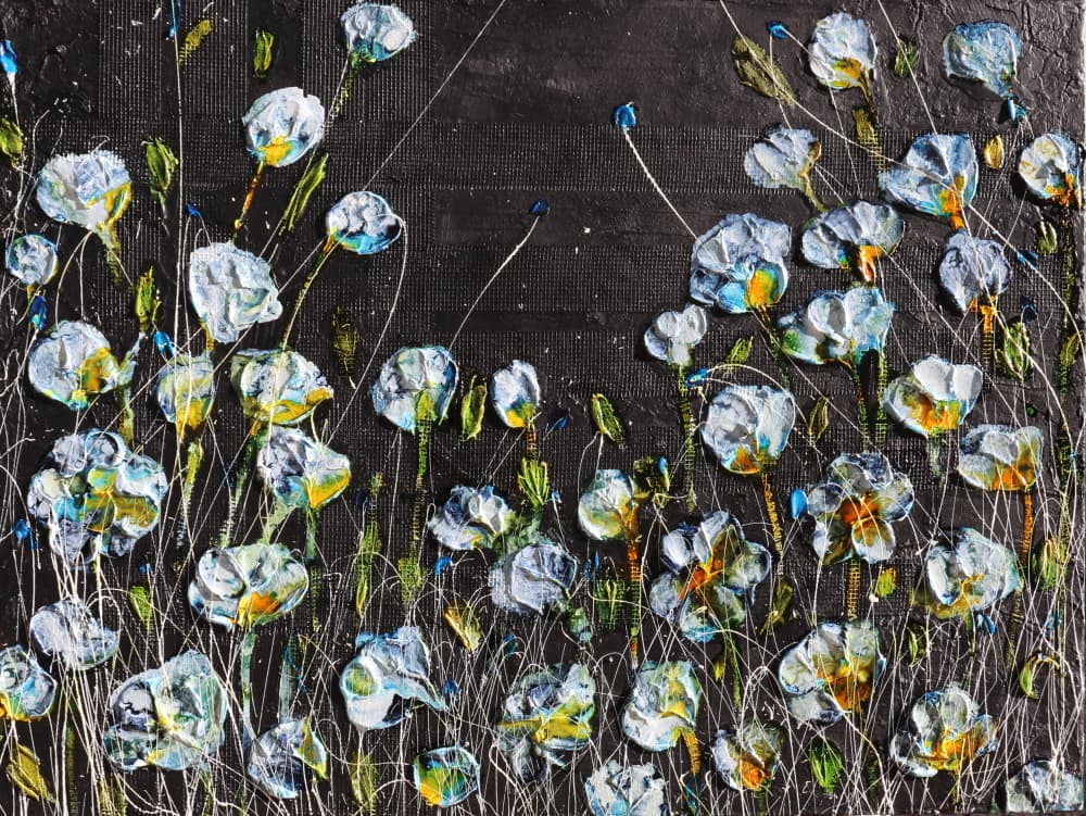 Textured White Blooms by Donatella Marraoni — canvas wall art