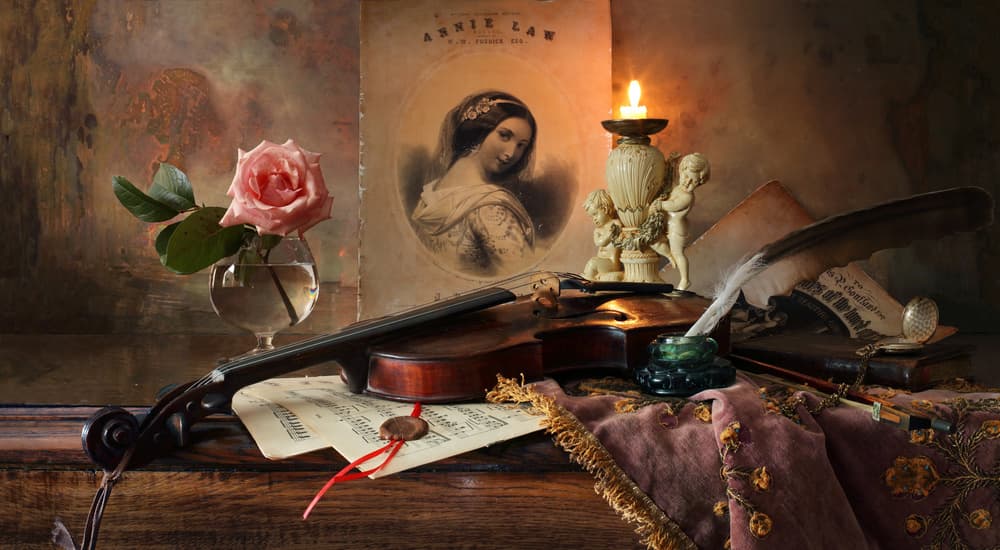 Vintage Violin Romance by Andrey Morozov — canvas wall art