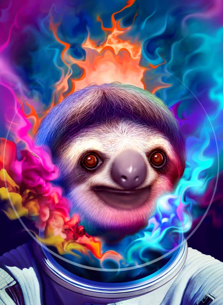 Vibrant Space Sloth by Adam Lawless — canvas wall art
