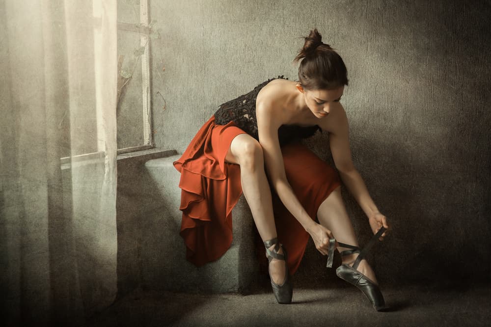 Graceful Ballerina Prepares by Sebastian Kisworo — canvas wall art