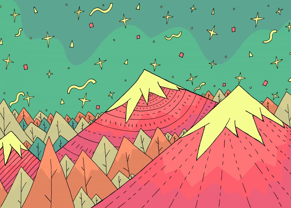 Vibrant Mountain Dreamscape by Stephen Wade — canvas wall art