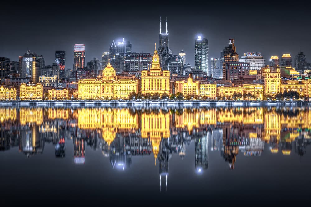 Shanghai Bund Night Lights by Ran Shen — canvas wall art