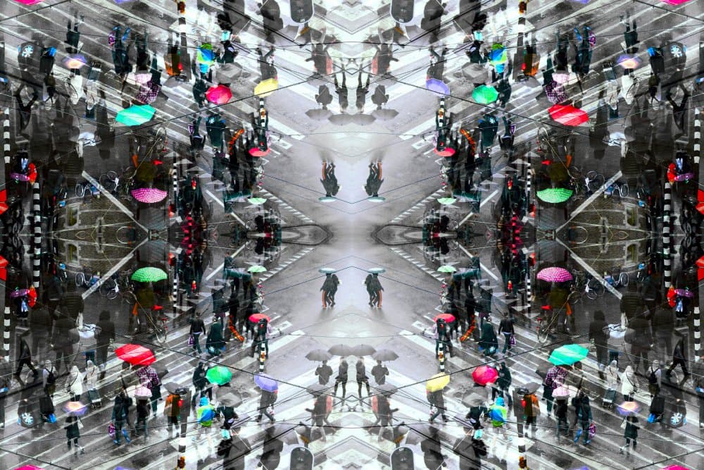 Colorful Umbrellas City Symmetry by Igor Shrayer — canvas wall art