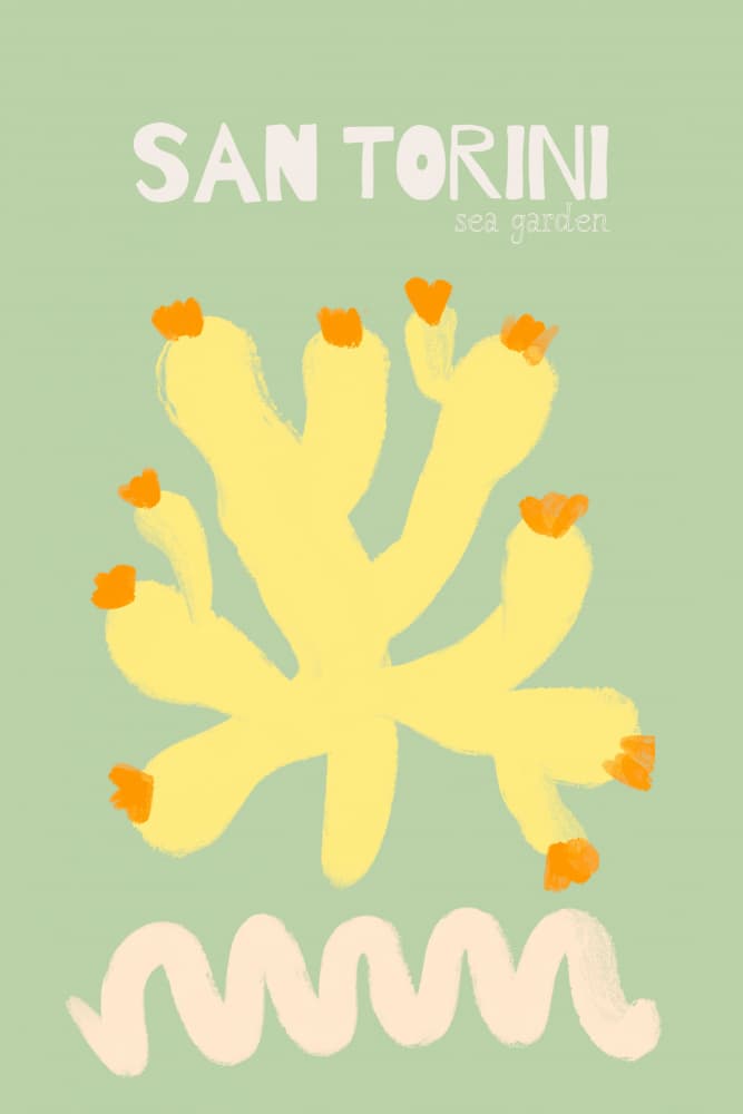 Santorini(coral) by Treechild — canvas wall art