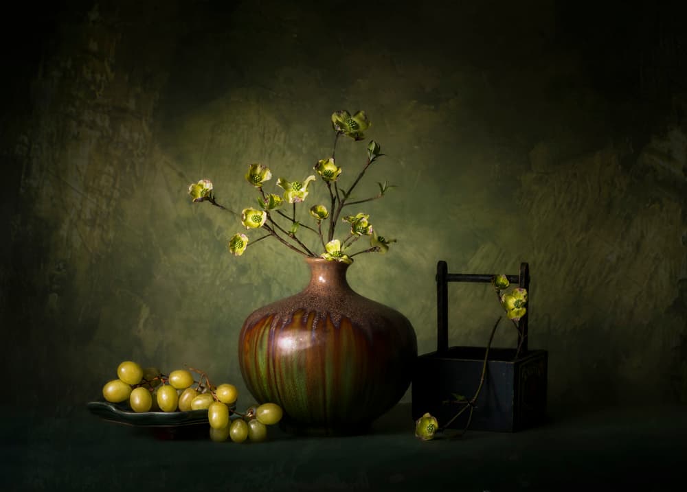 Elegant Green Still Life by John-Mei Zhong — canvas wall art