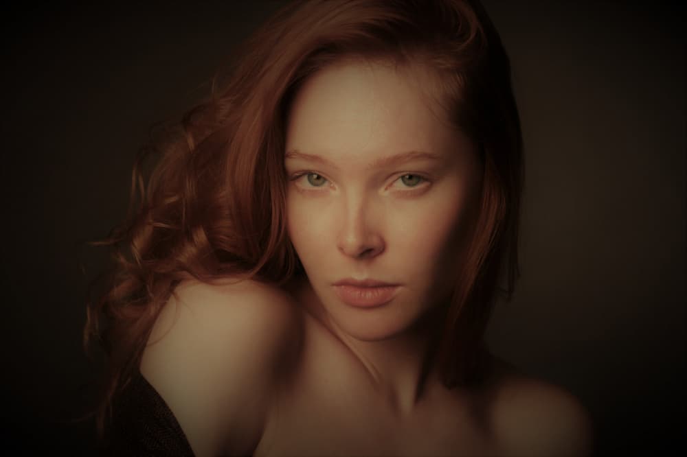 Captivating Redhead Gaze by Yoram GIL — canvas wall art