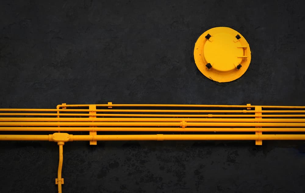 Yellow Industrial Pipes by Hans-Wolfgang Hawerkamp — canvas wall art