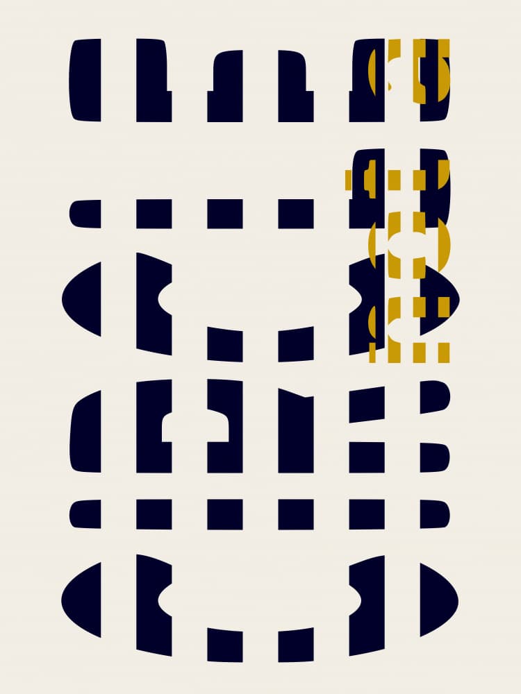 Geometric Blue Gold Weave by Annick — canvas wall art