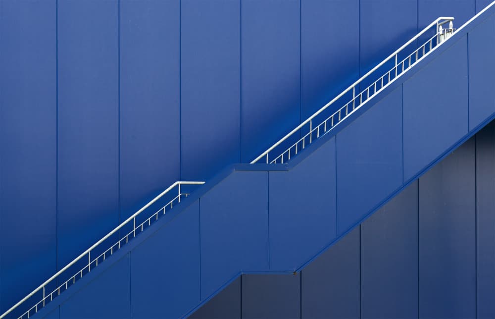 Geometric Blue Ascent by Jef Van den Houte — canvas wall art